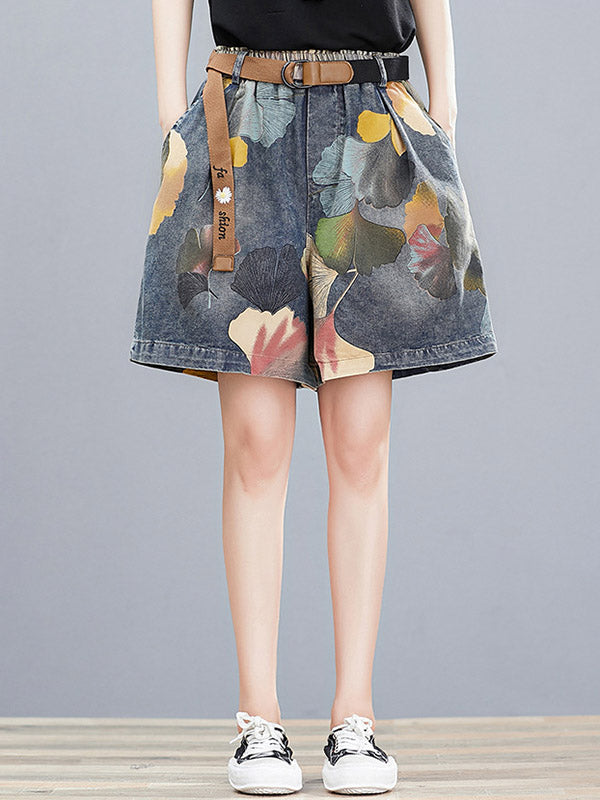 Original Floral Wide Leg Denim Shorts: Effortless Style Meets Comfort SAME AS PICTURE / M SAME AS PICTURE / L SAME AS PICTURE / XL SAME AS PICTURE / M-SAME AS PICTURE / L-SAME AS PICTURE / XL-SAME AS PICTURE / 2XL-
