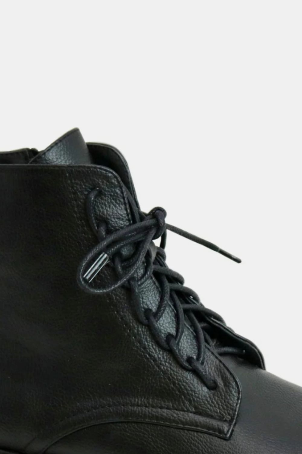 Beast Fashion Faux Leather Lace-Up Boots with Side Zipper Black / 5.5 Black / 6