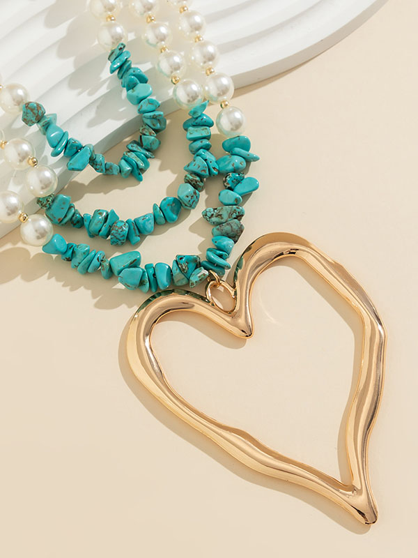 Charming Beaded Heart-Shaped Necklace: A Dainty Touch of Colorful Elegance RED / One_size COLORFUL / One_size RED / One_size-COLORFUL / One_size-