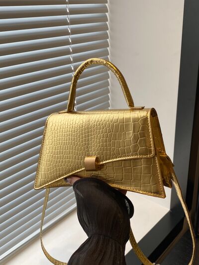 Solid Color PU Leather Handbag White / One Size Black / One Size Gold / One Size White / One Size-Black / One Size-Gold / One Size-Silver / One Size-