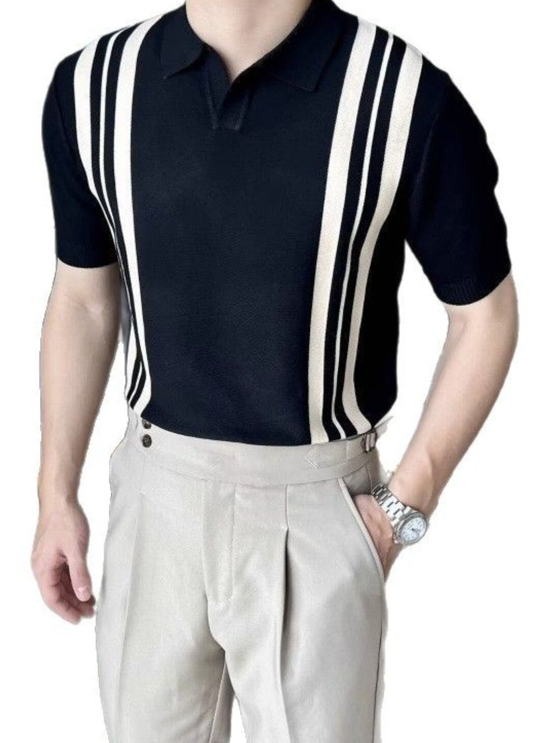 Men's Plus Size Contrast Collared Neck Short Sleeve Polo Ivory / M Blue / XL Blue / 3XL Ivory / M-Blue / XL-Blue / 3XL-Ivory / 3XL-Black / 2XL-Blue / 2XL-Black / XL-Ivory / 2XL-Ivory / L-Ivory / XL-Blue / M-Blue / L-Black / M-Black / 3XL-Black / L-