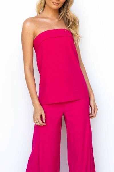 Tube Top and Wide Leg Pants Set Hot Pink / S Hot Pink / M Hot Pink / L Hot Pink / S-Hot Pink / M-Hot Pink / L-Hot Pink / XL-