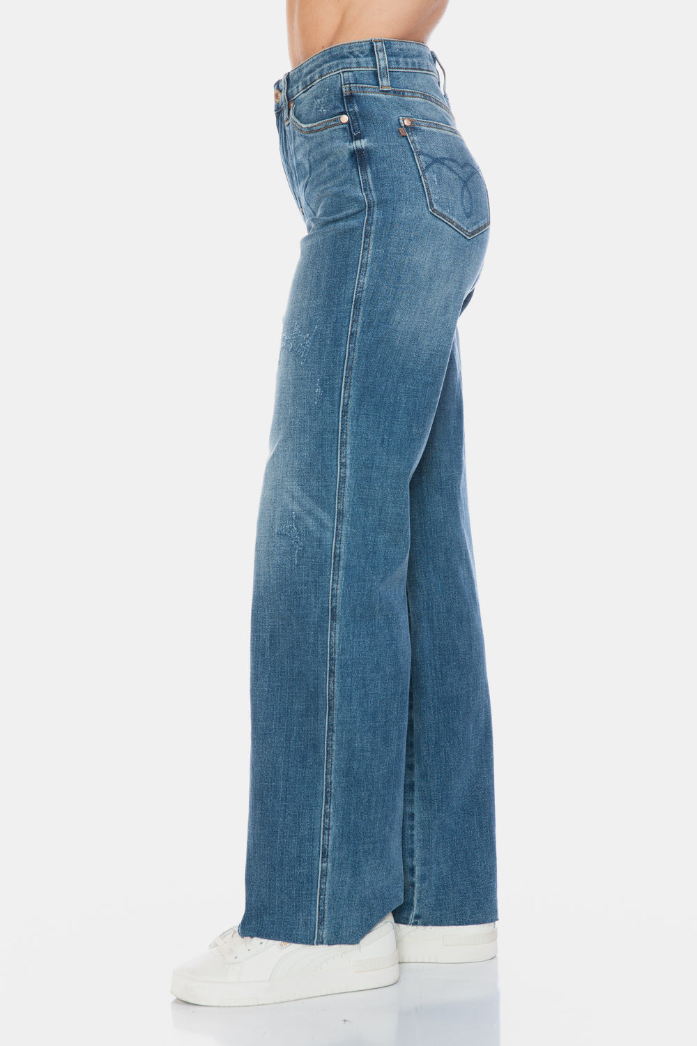 Judy Blue Full Size Tummy Control Cut Raw Hem Straight Jeans Medium / 0/24 Medium / 1/25