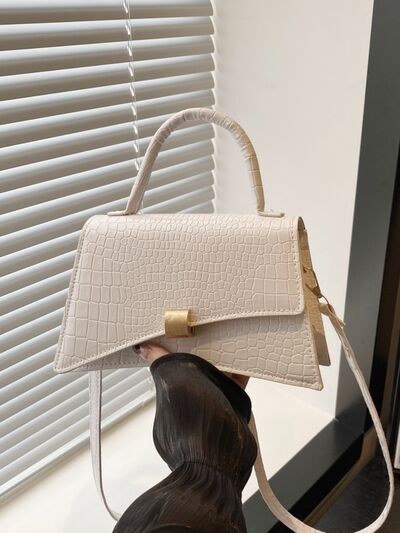Solid Color PU Leather Handbag White / One Size Black / One Size Gold / One Size White / One Size-Black / One Size-Gold / One Size-Silver / One Size-
