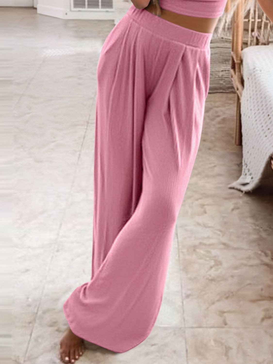 Full Size Round Neck Short Sleeve Top and Pants Set Plus Size