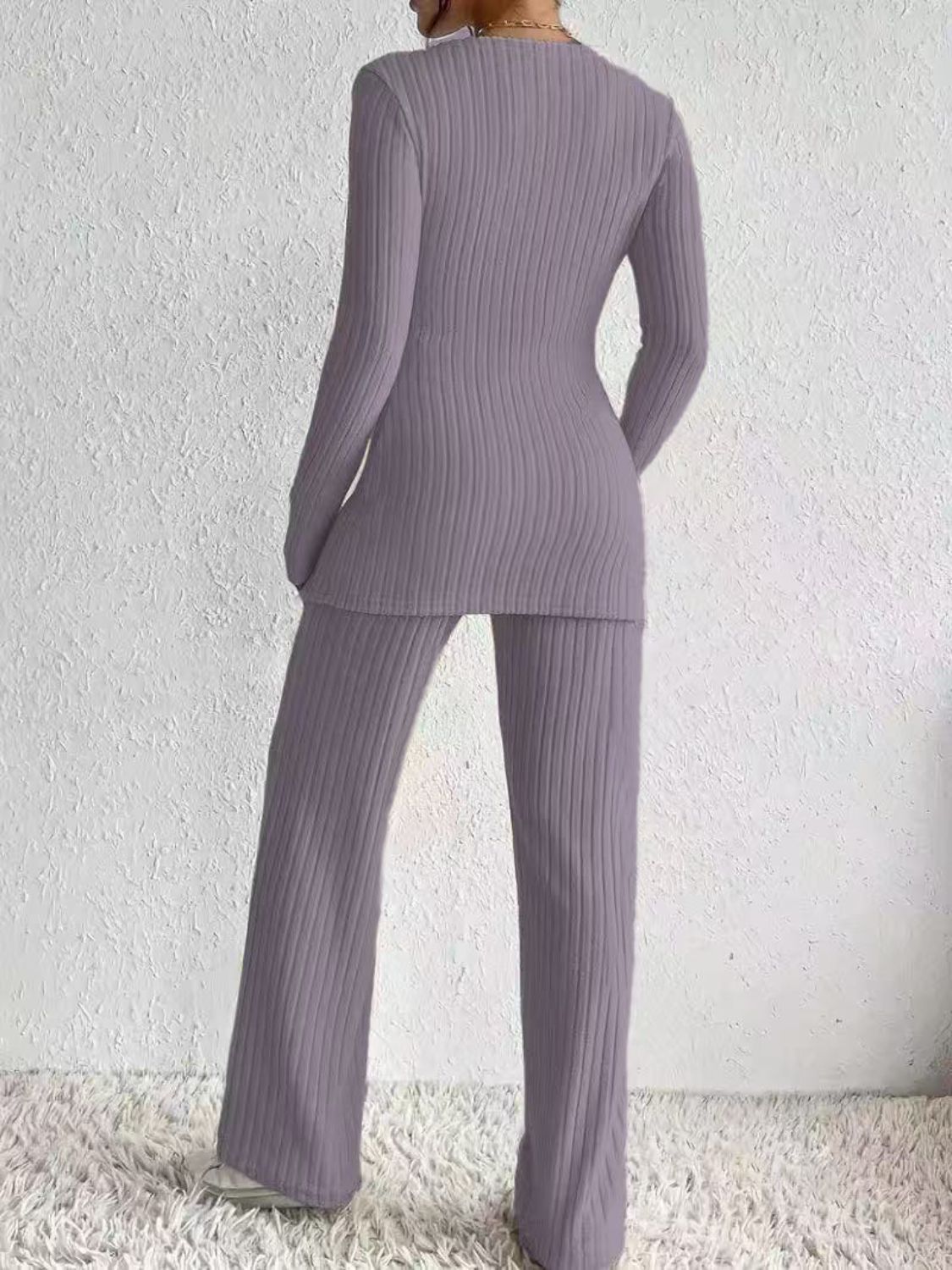 Surplice Long Sleeve Top and Pants Set Black / 2XL Dust Storm / S Light Gray / S Black / 2XL-Dust Storm / S-Light Gray / S-Light Gray / M-Light Gray / L-Light Gray / XL-Light Gray / 2XL-Pastel Blue / S-Pastel Blue / M-Pastel Blue / L-Pastel Blue / XL-Pastel Blue / 2XL-Lilac / S-Lilac / M-Lilac / L-Dust Storm / M-Lilac / XL-Lilac / 2XL-Dust Storm / L-Dust Storm / XL-Dust Storm / 2XL-Black / S-Black / M-Black / L-Black / XL-
