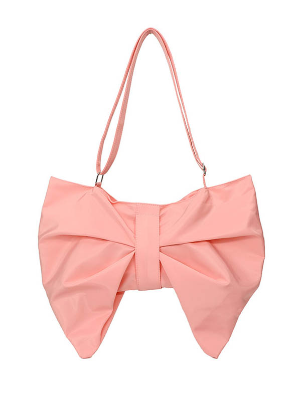 Chic Bowknot Solid Color Zipper Shoulder Bag - Stylish Elegance for Every Occasion PINK / One_size KHAKI / One_size BLACK / One_size PINK / One_size-KHAKI / One_size-BLACK / One_size-BURGUNDY / One_size-