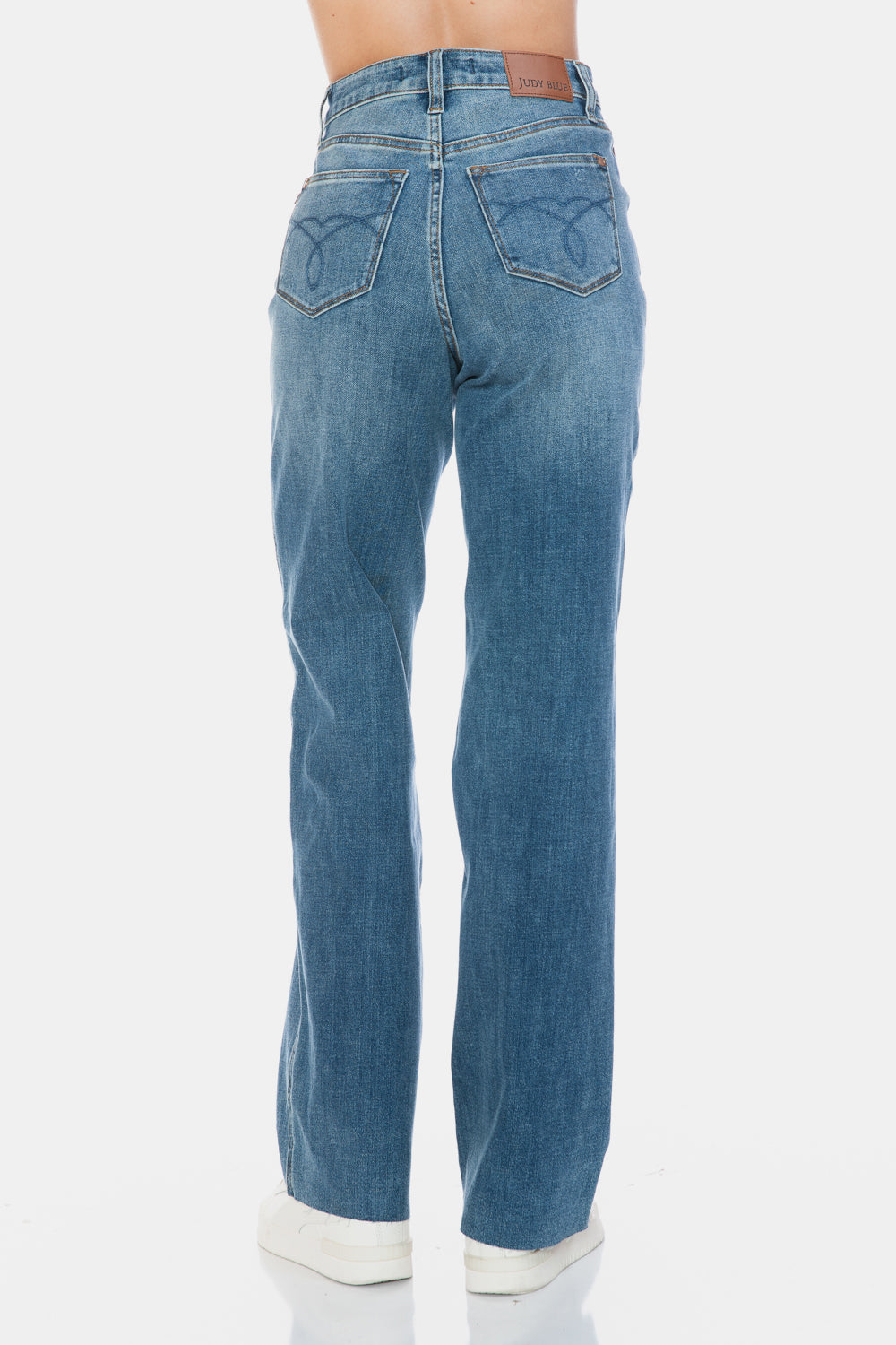 Judy Blue Full Size Tummy Control Cut Raw Hem Straight Jeans Medium / 0/24 Medium / 1/25