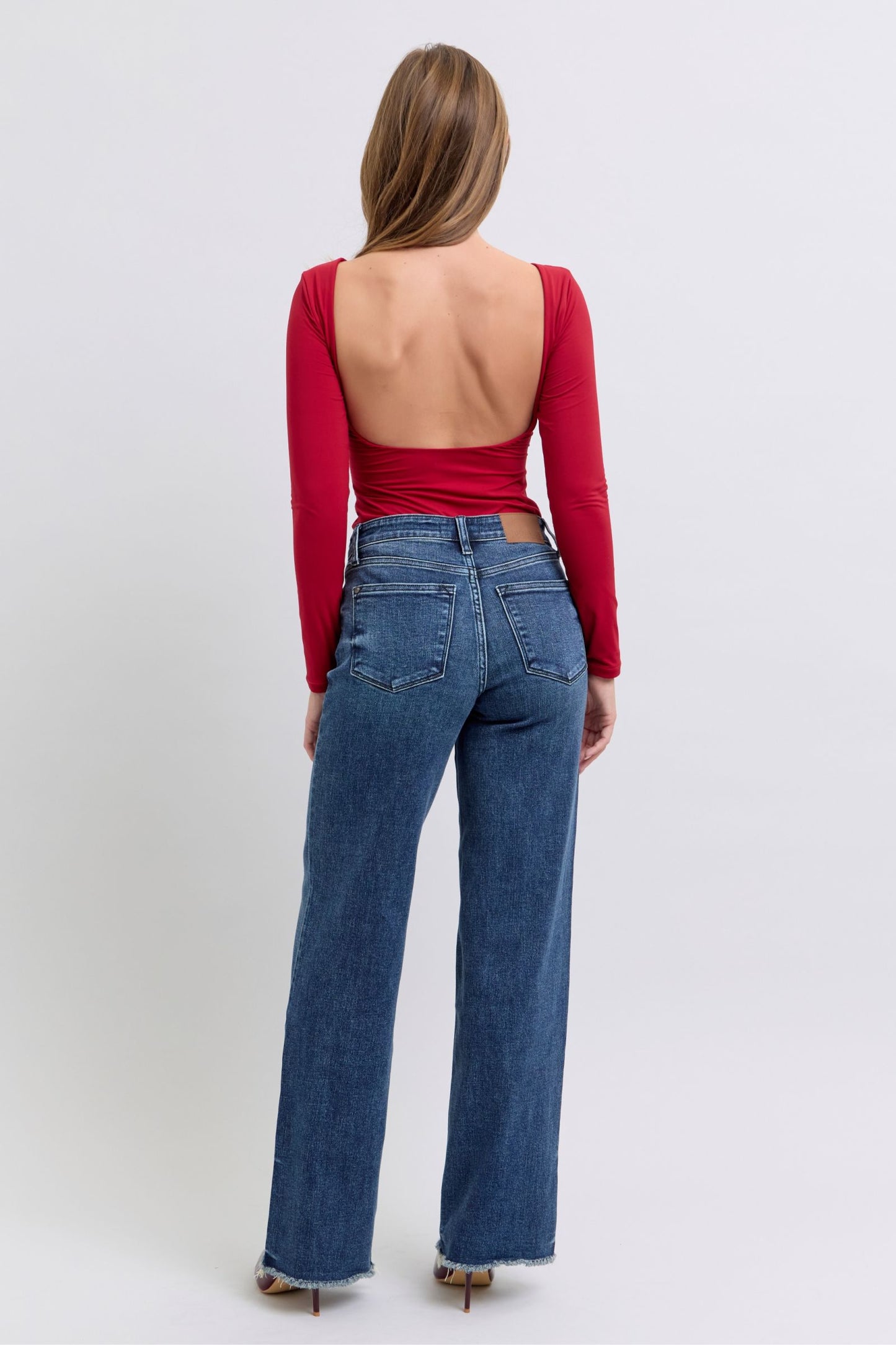 Judy Blue Full Size Raw Hem Mid Rise Jeans Dark / 0(24) Dark / 1(25)