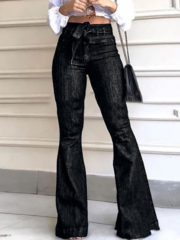 Chic High-Waisted Flared Pants with Tied Waist - Effortless Style Statement BLUE / S BLUE / M BLUE / L BLUE / S-BLUE / M-BLUE / L-BLUE / XL-BLUE / 2XL-BLACK / S-BLACK / M-BLACK / L-BLACK / XL-BLACK / 2XL-