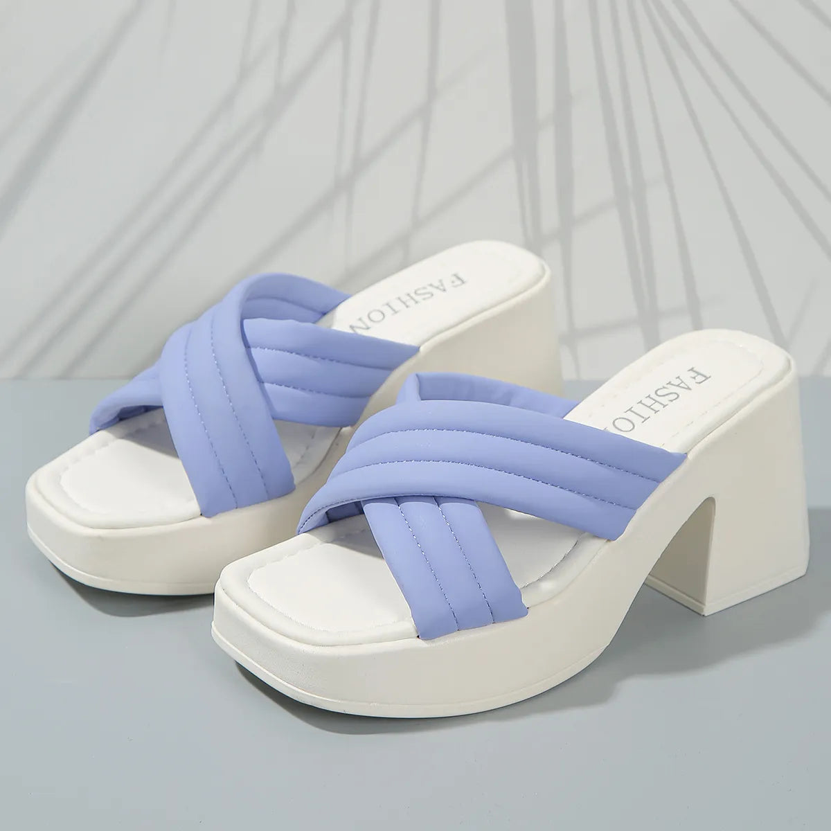Open Toe Block Heels Sandals Royal Blue