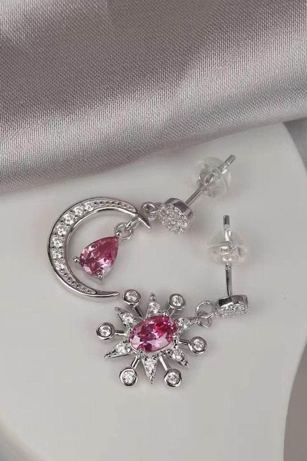 2 Carat Moissanite 925 Sterling Silver Moon & Star Earrings - Fashionqueene.com