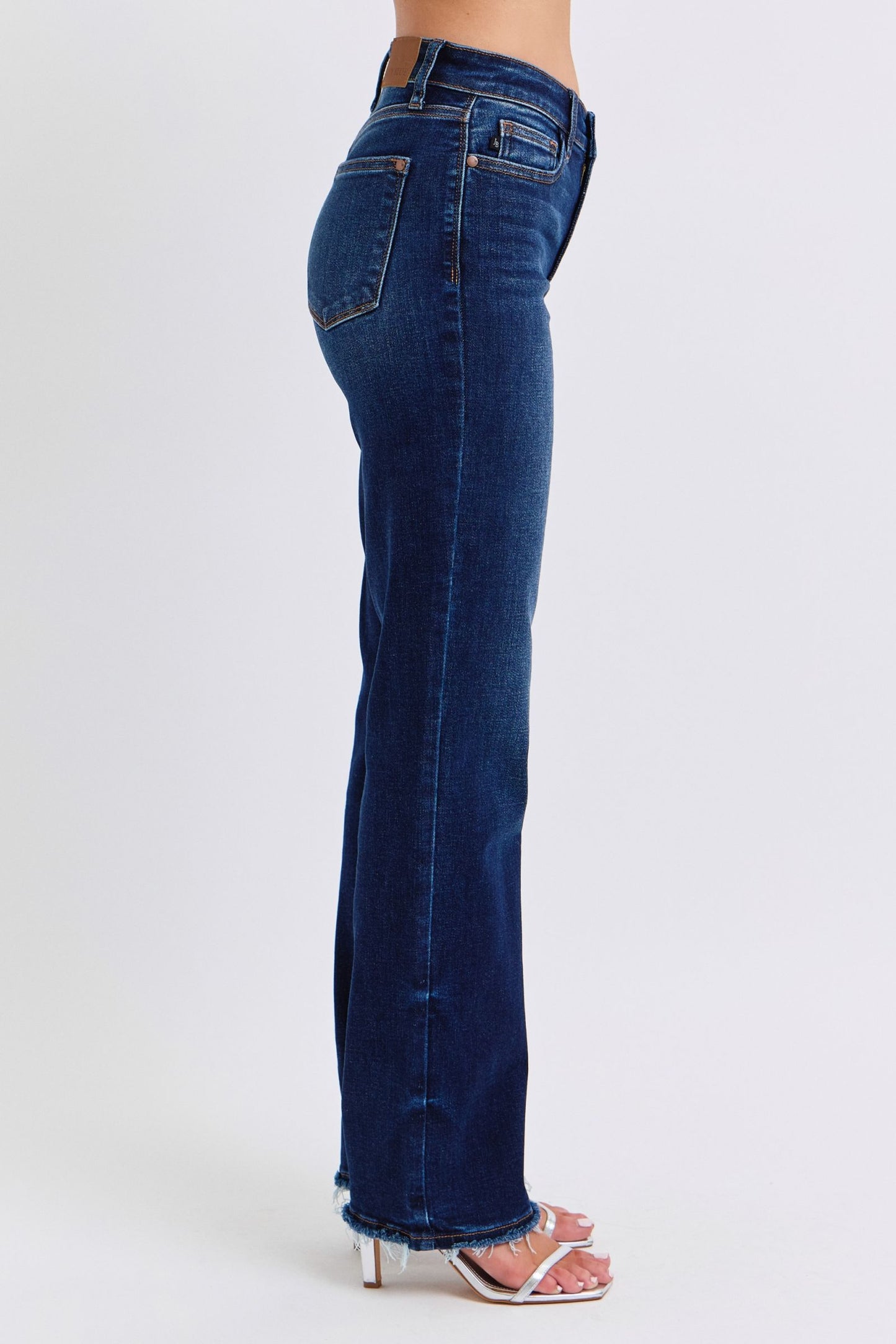 Judy Blue Full Size Raw Hem Straight Leg Jeans Dark / 0(24) Dark / 1(25)