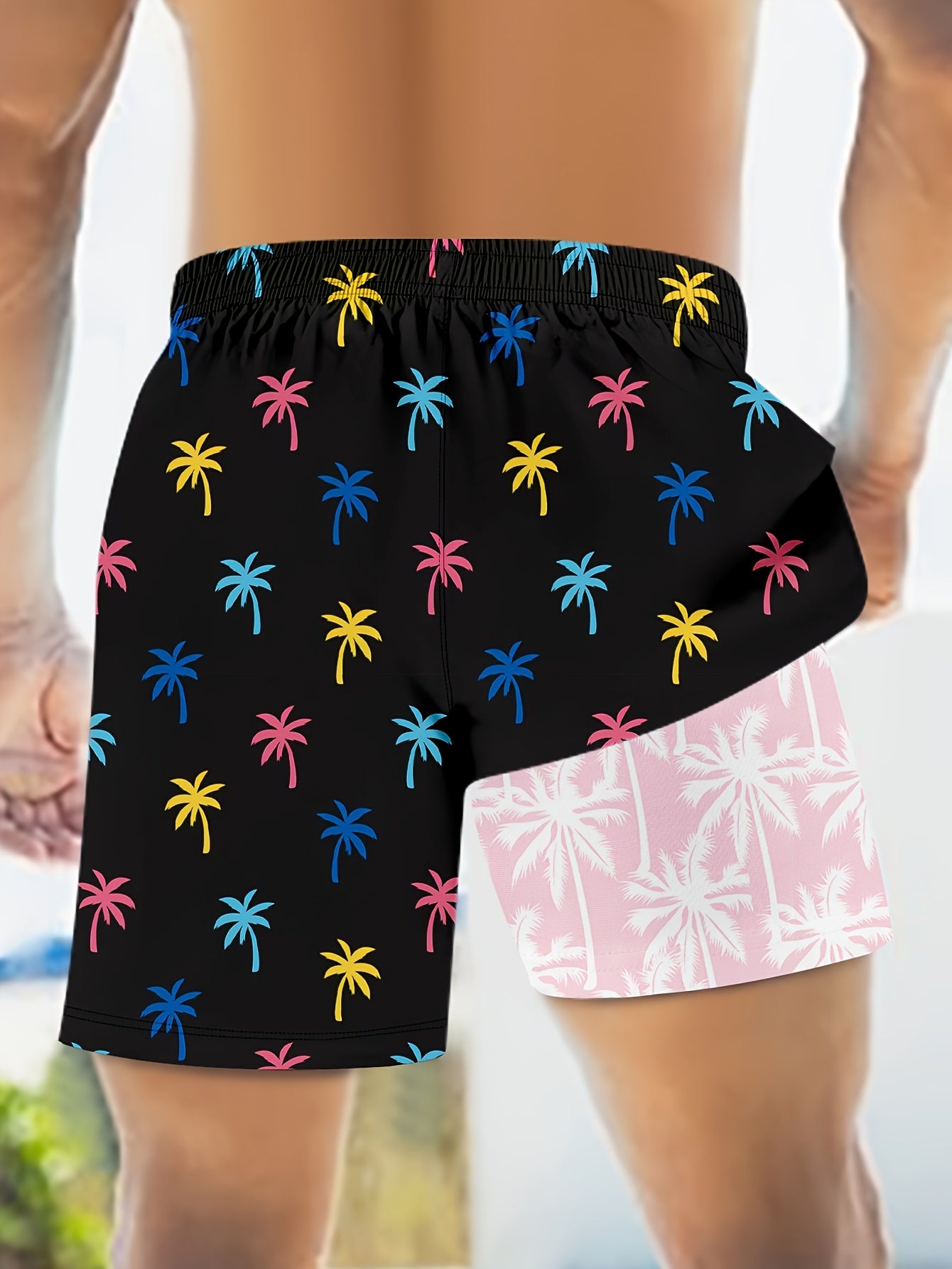 Keevoom Black Men'S Swim Trunks Compression Lined With Pocket Swim Trunks Coconu