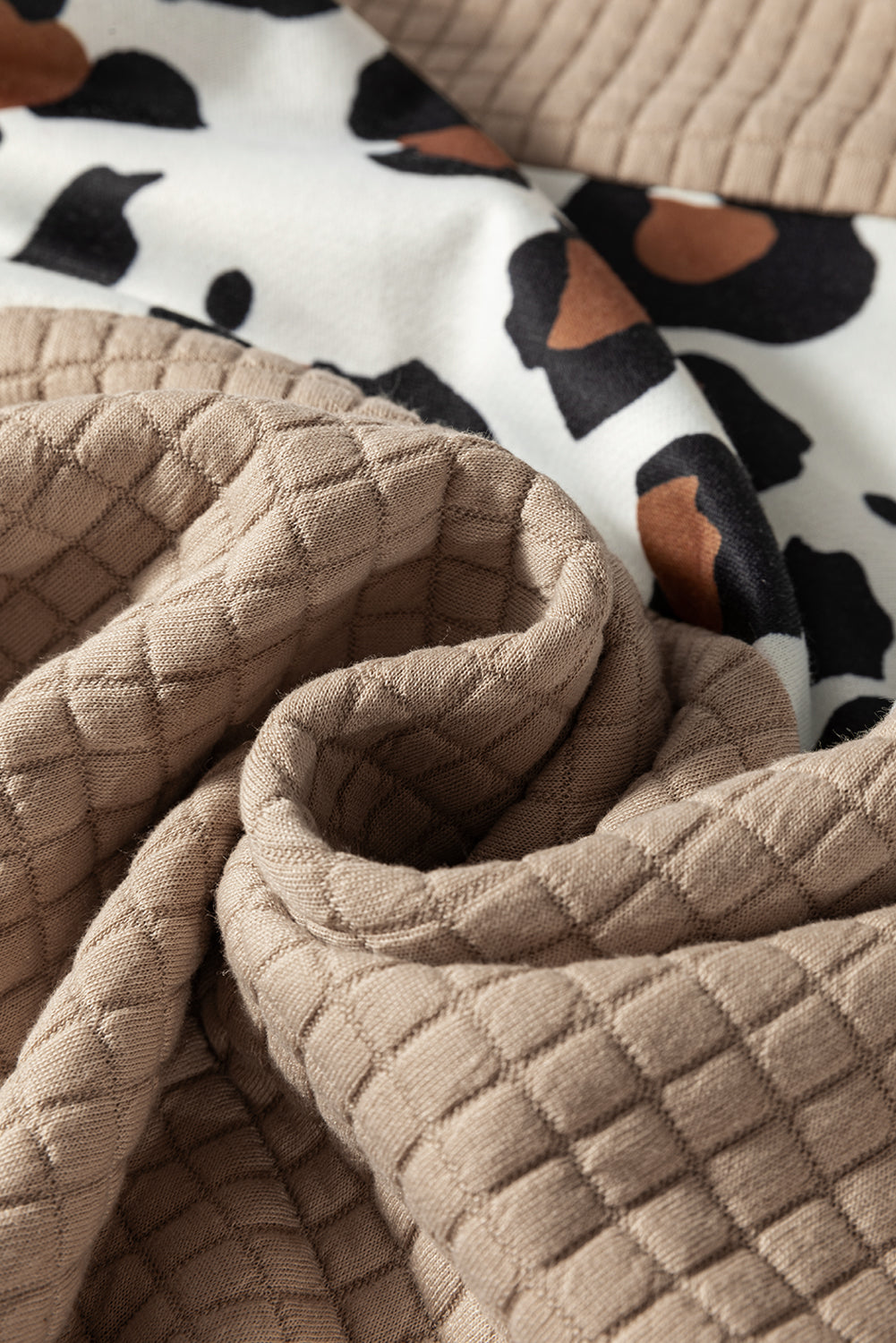 Parchment Leopard Quilted Patchwork Crew Neck Sweatshirt Parchment / S / 97%Polyester+3%Elastane Parchment / M / 97%Polyester+3%Elastane