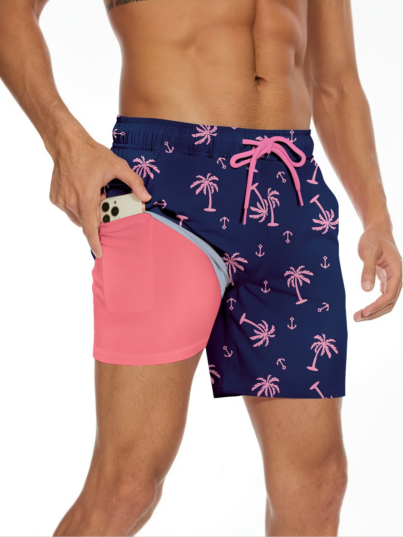 Mens Swim Trunks with Compression Liner Quick Dry Swimming Trunks Swimsuit