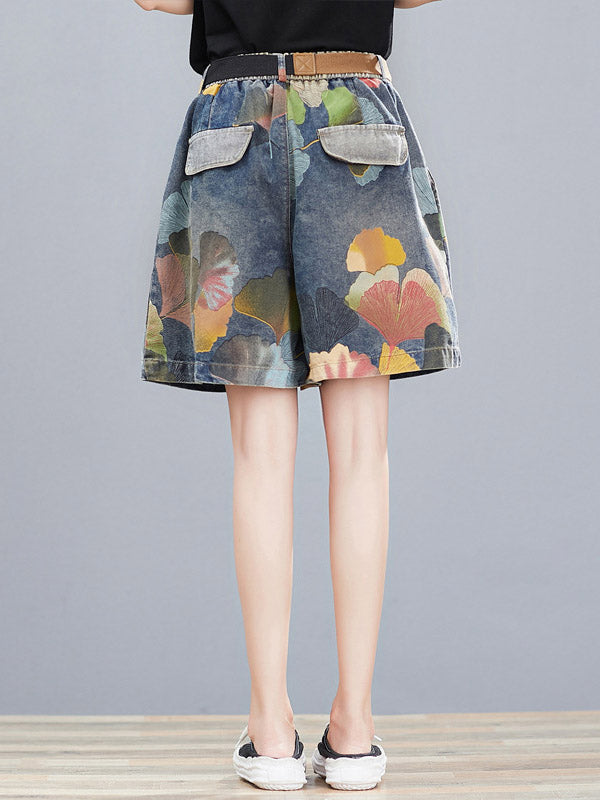 Original Floral Wide Leg Denim Shorts: Effortless Style Meets Comfort SAME AS PICTURE / M SAME AS PICTURE / L SAME AS PICTURE / XL SAME AS PICTURE / M-SAME AS PICTURE / L-SAME AS PICTURE / XL-SAME AS PICTURE / 2XL-