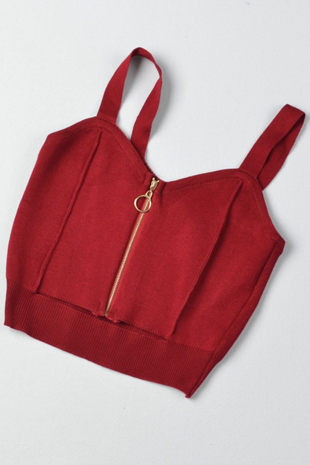 Zip-Up Cutout Sleeveless Knit Top Black / One Size Burgundy / One Size Gold / One Size Black / One Size-Burgundy / One Size-Gold / One Size-Pink Purple / One Size-White / One Size-