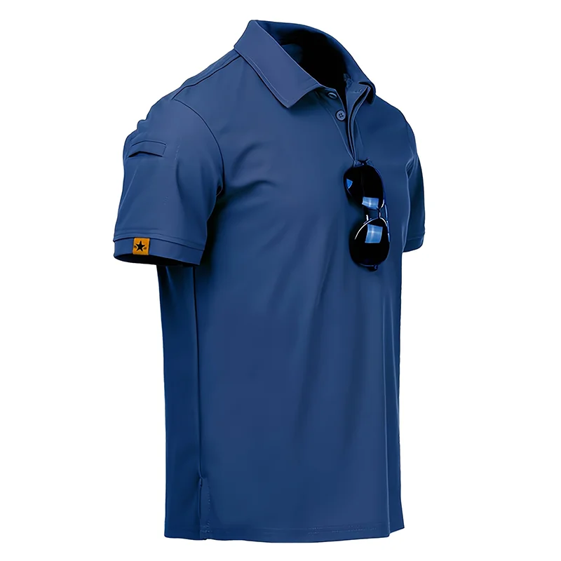 5Pcs Men's Casual Street Short-Sleeved Lapel Polo Shirts Quick-Drying T-Shirt