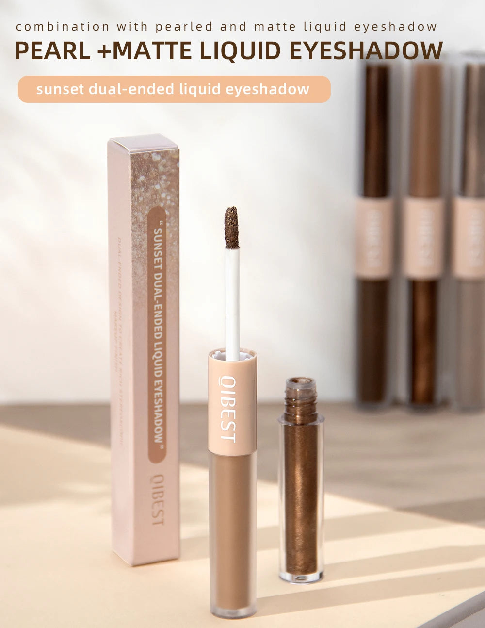 Double End Glitter Matte Eye shadow Stick Pencil Waterproof Bicolor Shimmer