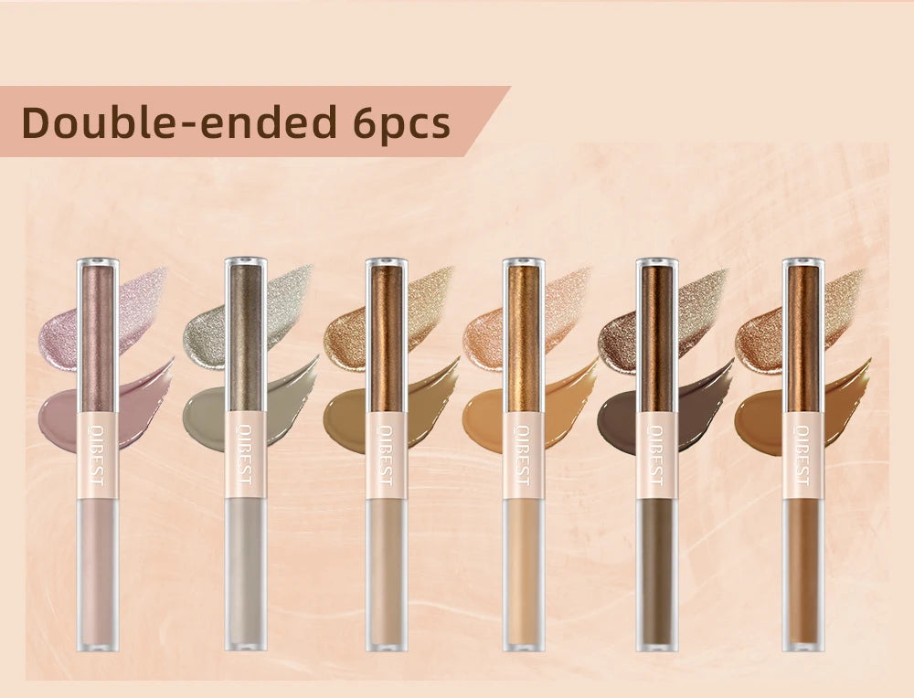 Double End Glitter Matte Eye shadow Stick Pencil Waterproof Bicolor Shimmer