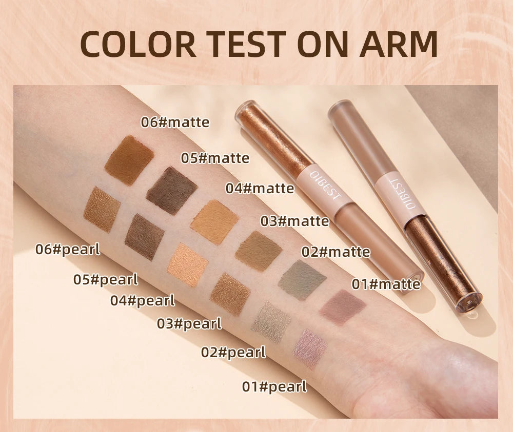 Double End Glitter Matte Eye shadow Stick Pencil Waterproof Bicolor Shimmer
