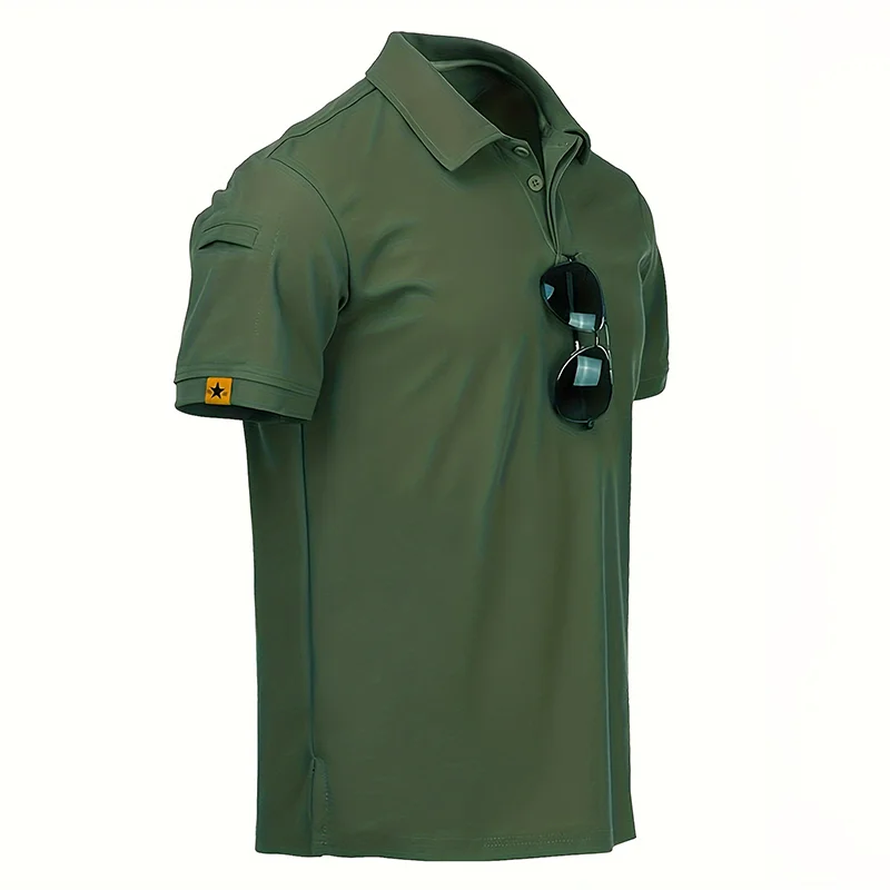 5Pcs Men's Casual Street Short-Sleeved Lapel Polo Shirts Quick-Drying T-Shirt