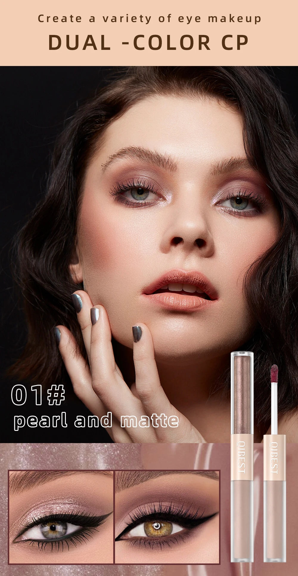Double End Glitter Matte Eye shadow Stick Pencil Waterproof Bicolor Shimmer