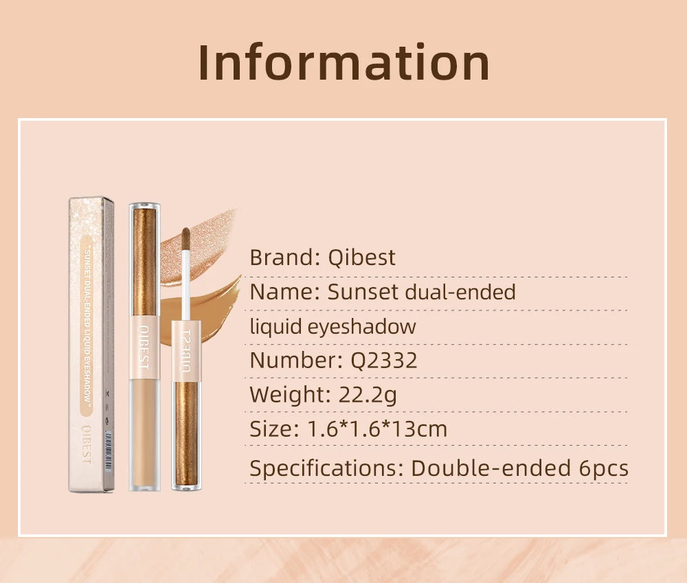 Double End Glitter Matte Eye shadow Stick Pencil Waterproof Bicolor Shimmer