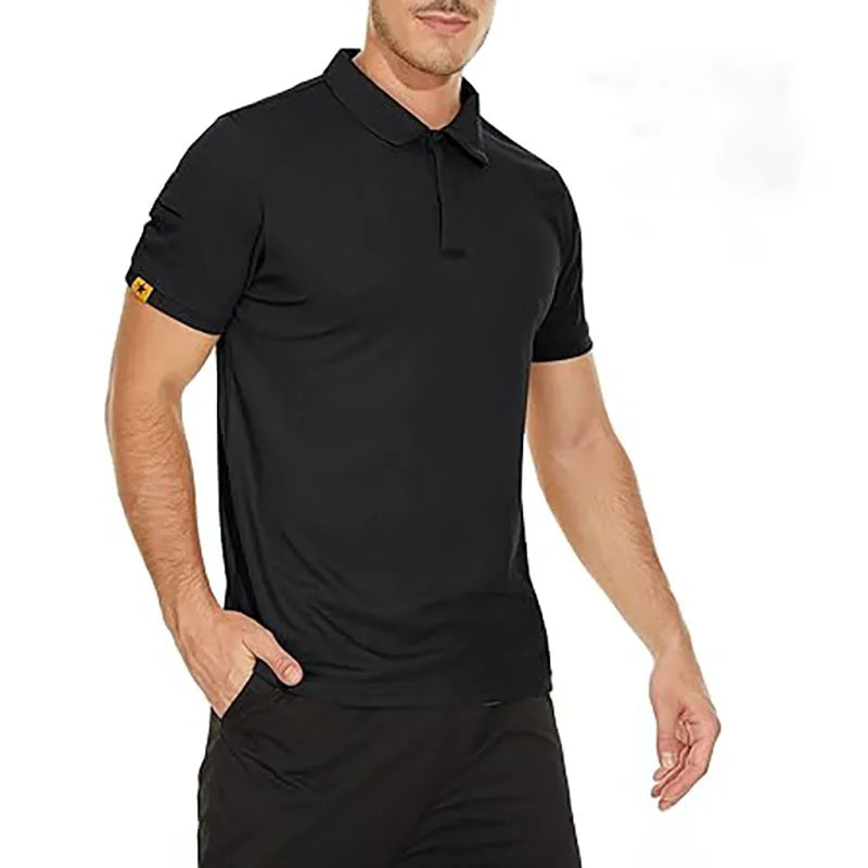 5Pcs Men's Casual Street Short-Sleeved Lapel Polo Shirts Quick-Drying T-Shirt