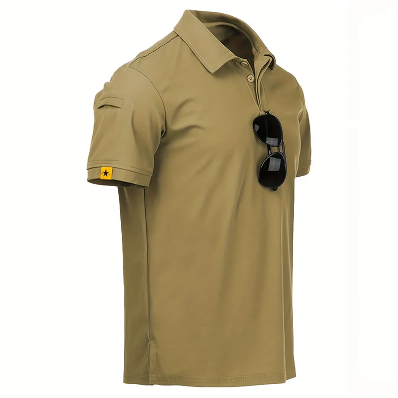 5Pcs Men's Casual Street Short-Sleeved Lapel Polo Shirts Quick-Drying T-Shirt