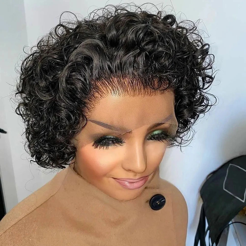 Pixie Cut Wig Human Hair 13x1 Lace Frontal Wigs Human Hair Short Bob Human
