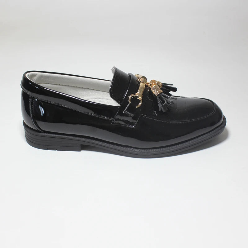 Boys Round Toe Tasseled Casual Slip On Loafers Kids Soft Rubber Sole