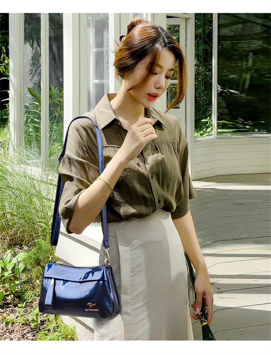 3 Layers Women Handbag Purses Luxury Designer Patent Leather Shoulder Messenger