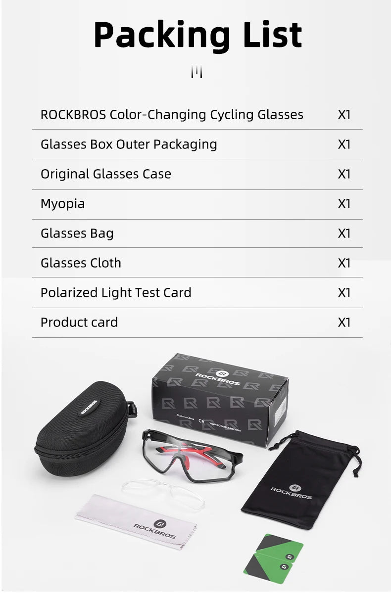 Photochromic MTB Road Bike Glasses UV400 Protection Sunglasses Ultra-light Sport Safe Eyewear Equipment