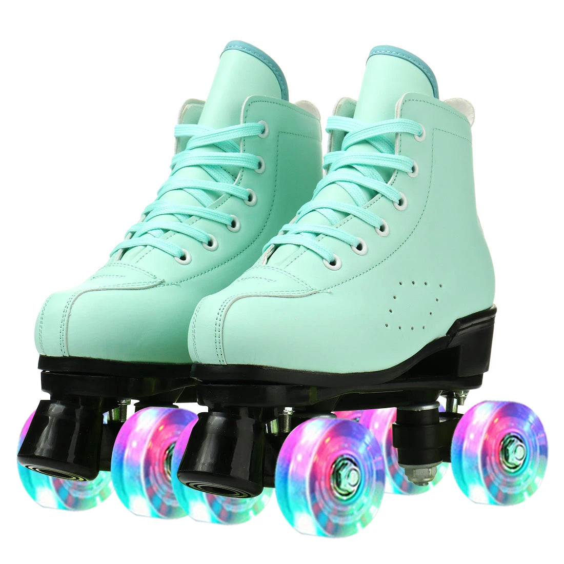 PU Leather Roller Skates Women Double Row Breathable 4 wheel Skate Shoes