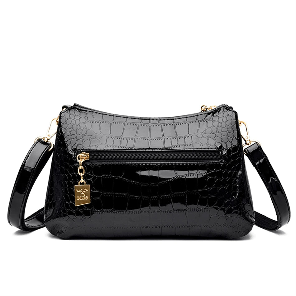 3 Layers Women Handbag Purses Luxury Designer Patent Leather Shoulder Messenger