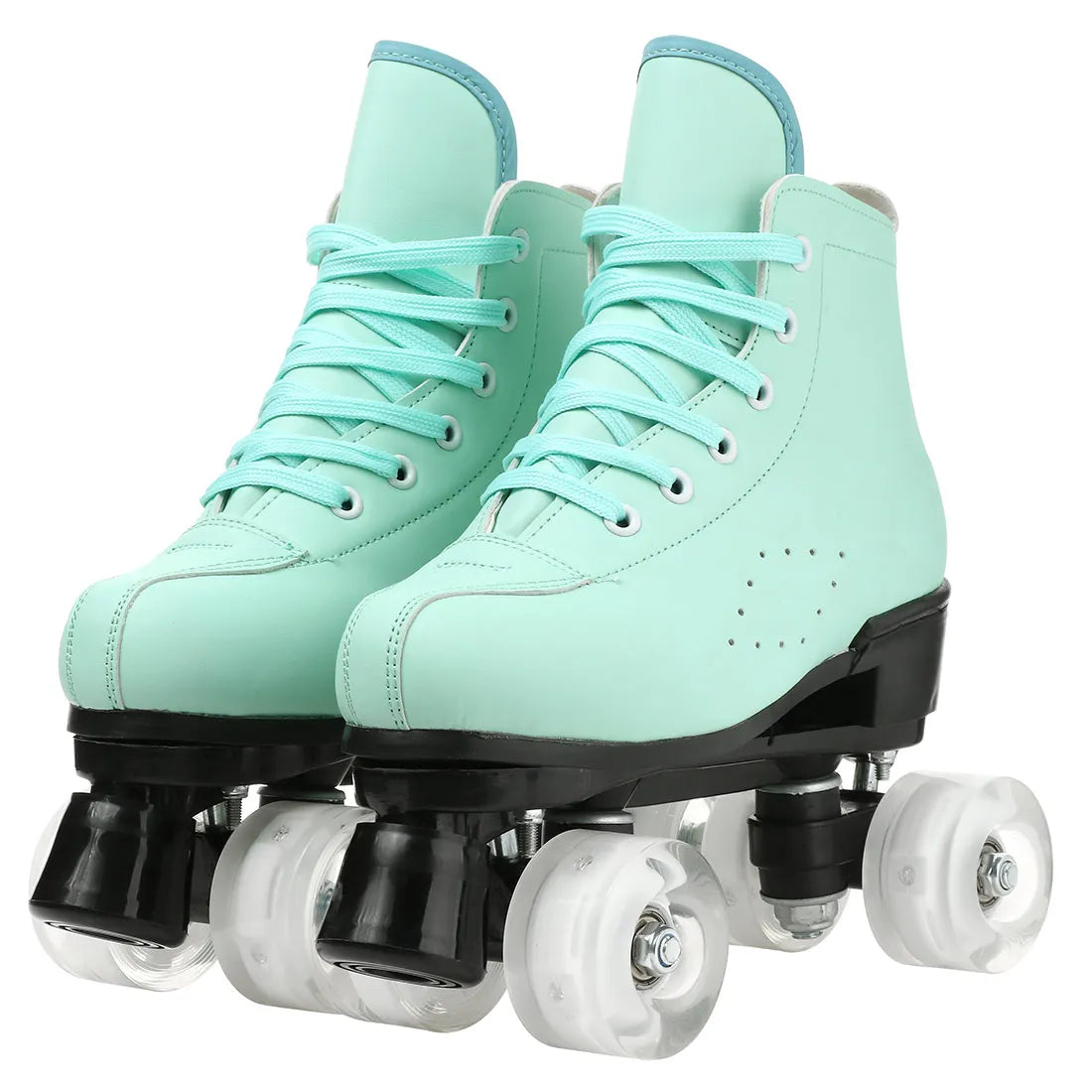 PU Leather Roller Skates Women Double Row Breathable 4 wheel Skate Shoes