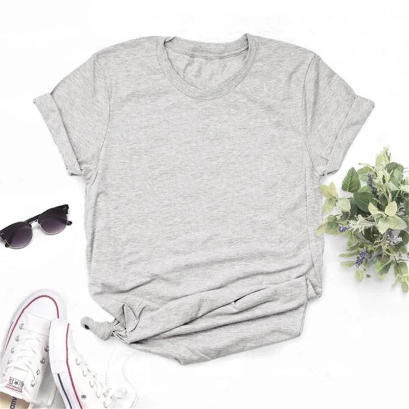 Women T-shirt Short-sleeve Multi Pure Color O-neck
