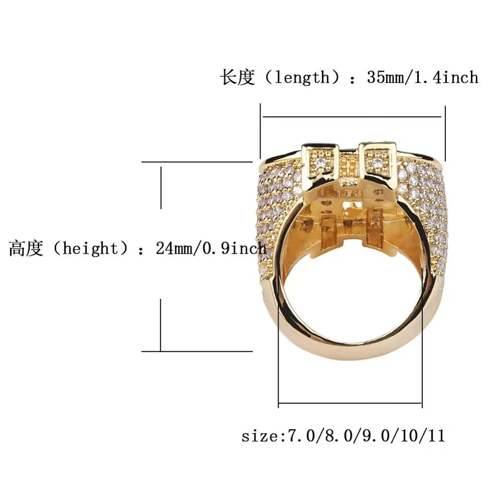 Iced Out Bling Gold Silver Color US Dollar Sign Cubic Zircon Hip Hop Ring for Men Silver / 9 / United States Silver / 8 / United States