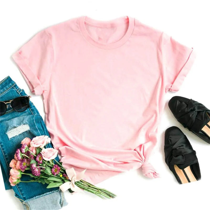 Women T-shirt Short-sleeve Multi Pure Color O-neck