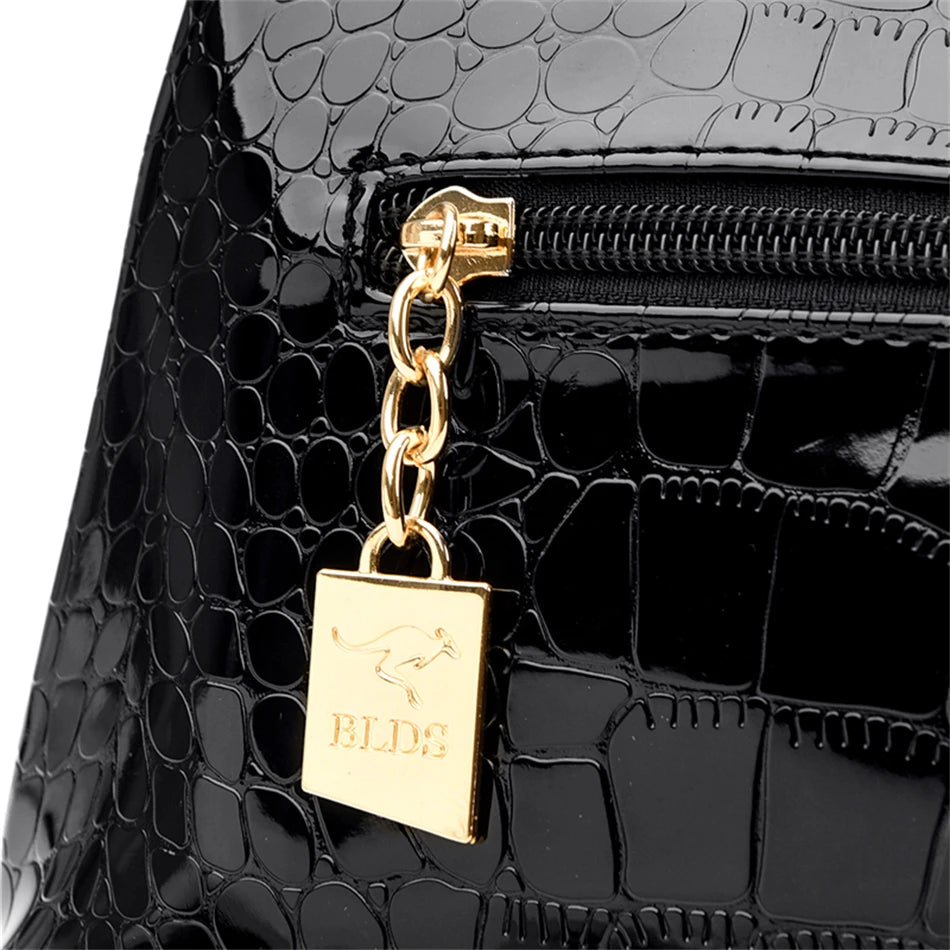3 Layers Women Handbag Purses Luxury Designer Patent Leather Shoulder Messenger