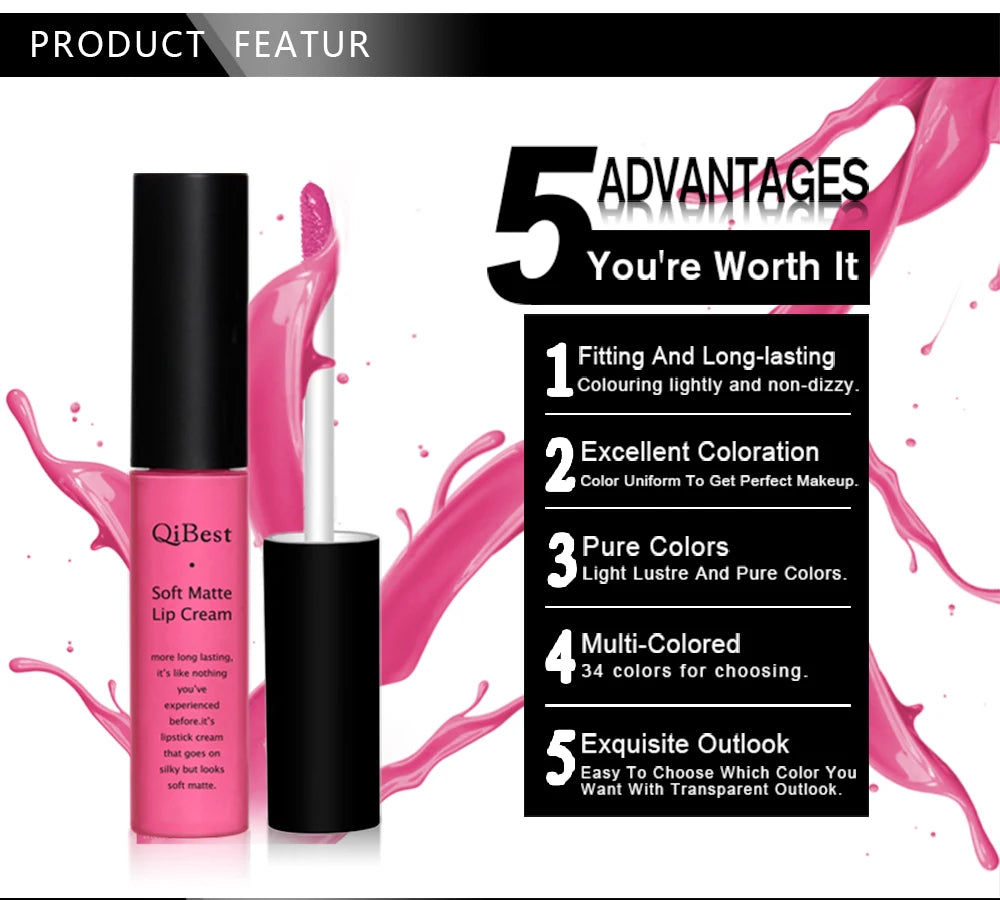 Hot Velvet Matte Nude Lip Gloss Sexy Long Lasting Non-stick Cup Nude Red Liquid Lipstick Waterproof 1 3