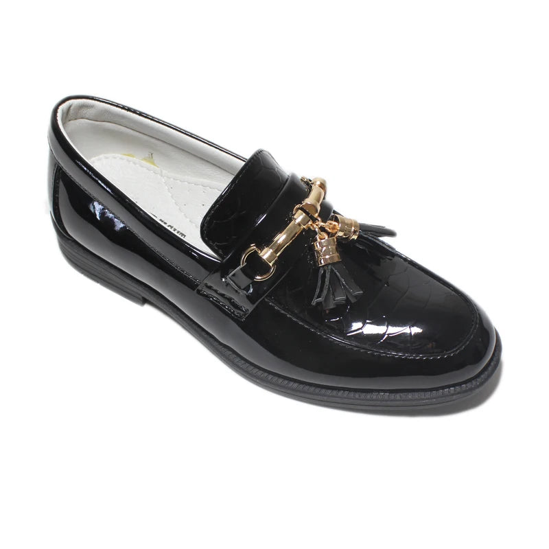 Boys Round Toe Tasseled Casual Slip On Loafers Kids Soft Rubber Sole