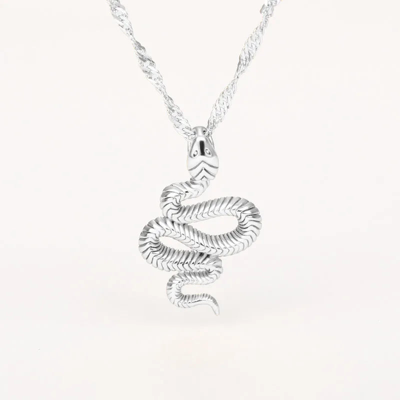 Stainless Steel Snake Necklace Pendant For Women Temperament N01010G / United States SILVER PLATED / United States