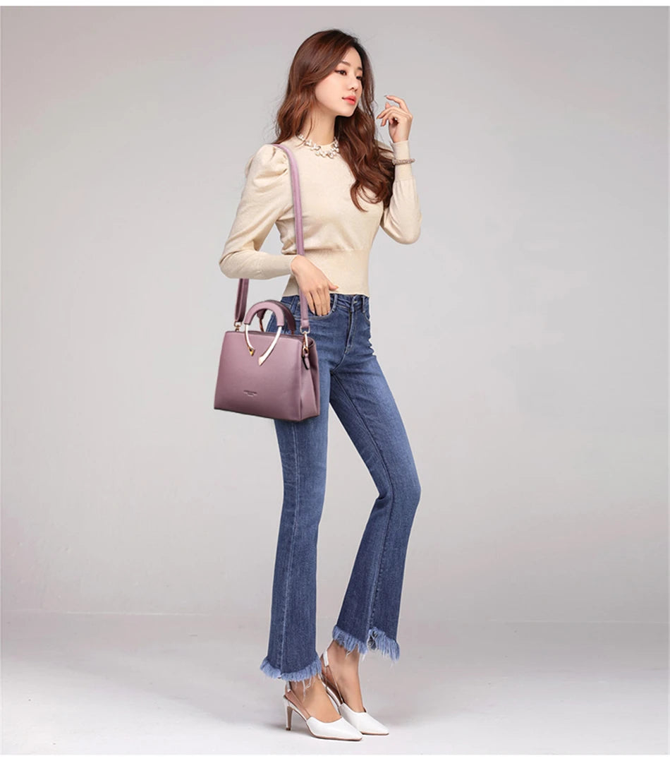 GENUINE VANDERWAH High Quality Leather Casual Tote Luxury Bags Designer Shoulder Crossbody Burgundy Gray Taro purple Burgundy-Gray-Taro purple-Blue-Black-
