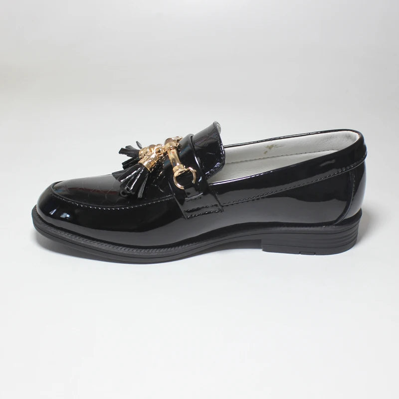 Boys Round Toe Tasseled Casual Slip On Loafers Kids Soft Rubber Sole