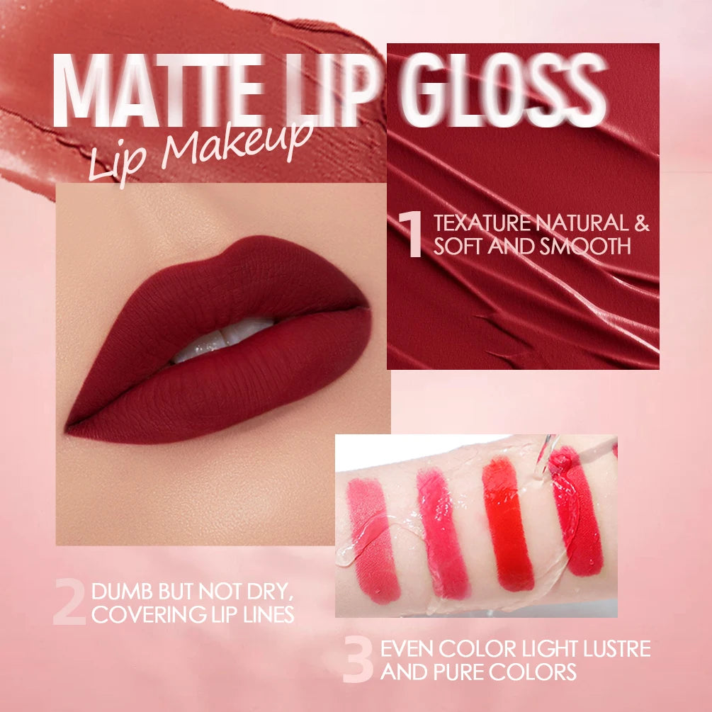 Hot Velvet Matte Nude Lip Gloss Sexy Long Lasting Non-stick Cup Nude Red Liquid Lipstick Waterproof 1 3