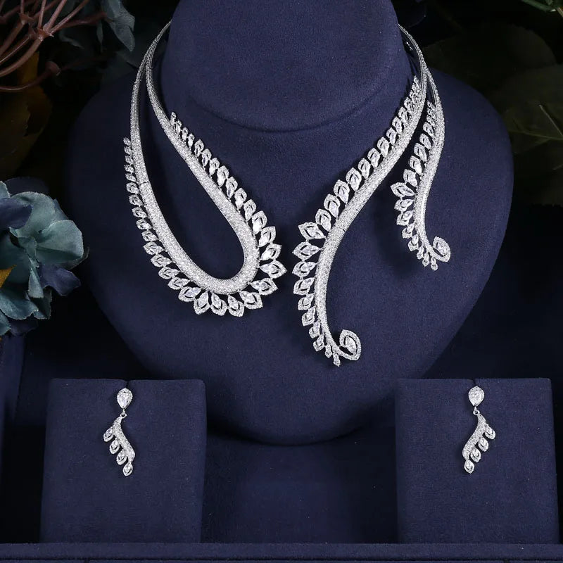 jankelly Nigeria 2pcs Bridal Zirconia Jewelry Sets For Women Party, Luxury Dubai Nigeria CZ Crystal Wedding Jewelry Sets