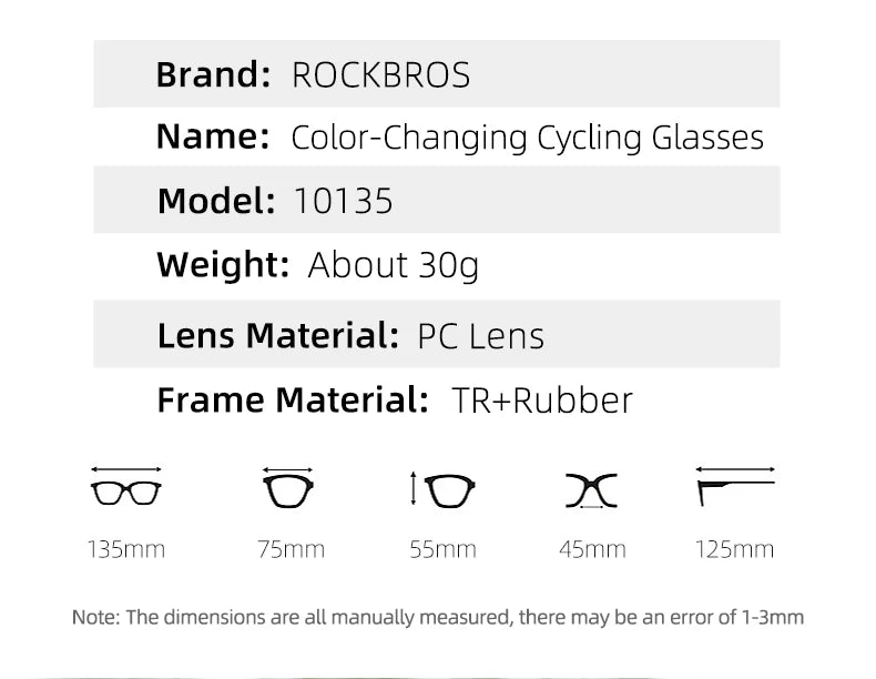 Photochromic MTB Road Bike Glasses UV400 Protection Sunglasses Ultra-light Sport Safe Eyewear Equipment